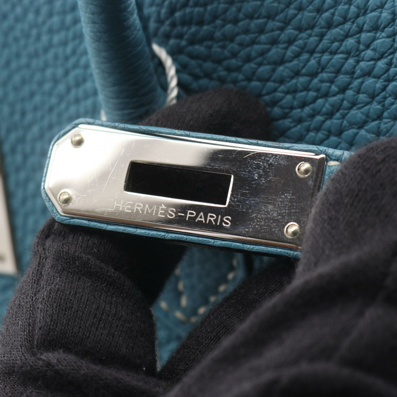 愛馬仕 Birkin 35 手提包，Togo 皮革，藍色牛仔藍，SHW，二手女款-8