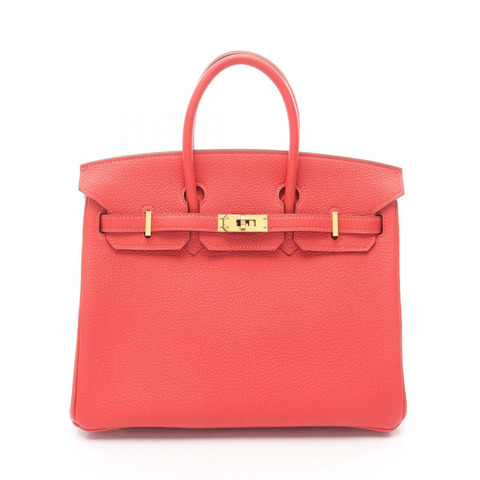 HERMES Birkin 25 手提包 T Togo 皮革 Rouge pivoine 二手 GHW