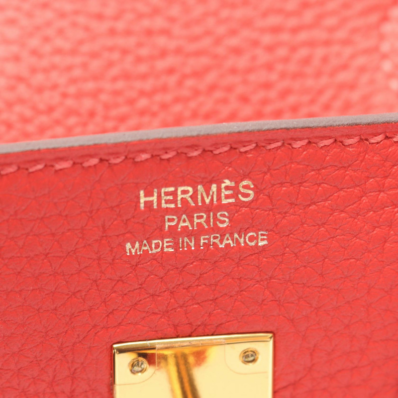 HERMES Birkin 25 手提包 T Togo 皮革 Rouge pivoine 二手 GHW-3