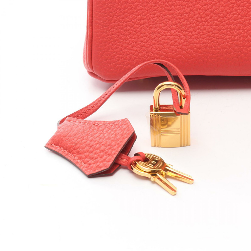HERMES Birkin 25 手提包 T Togo 皮革 Rouge pivoine 二手 GHW-5
