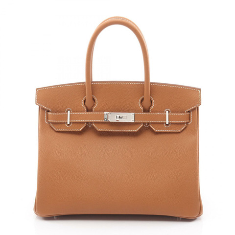 愛馬仕 Birkin 30 手提包，Epsom 皮革，棕色，金色，二手，女士，帶五金配件。