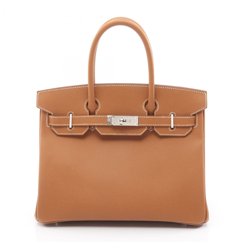 愛馬仕 Birkin 30 手提包，Epsom 皮革，棕色，金色，二手，女士，帶五金配件。-0