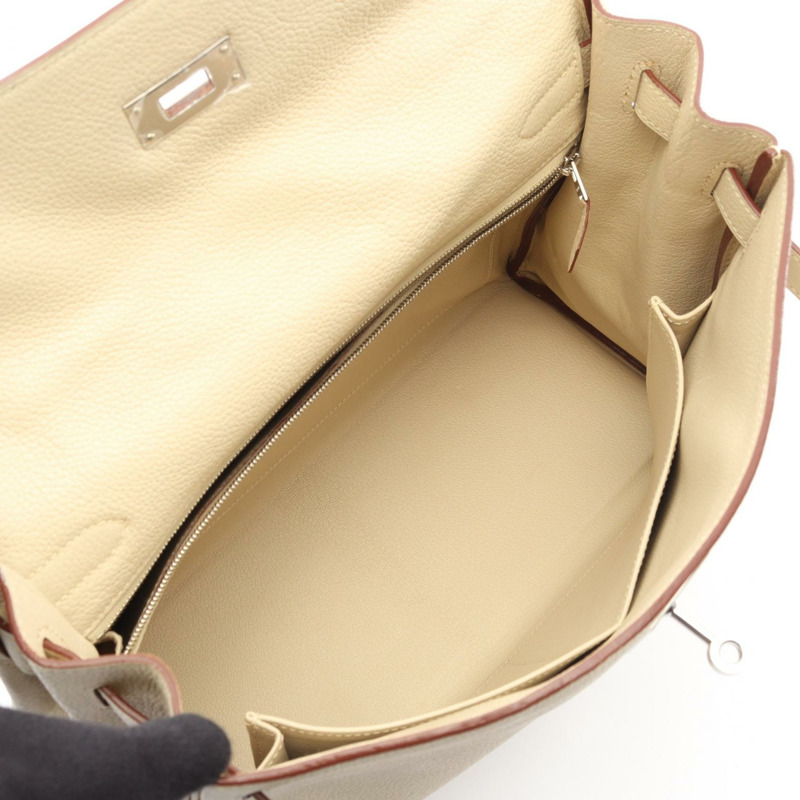 愛馬仕 Kelly 32 肩背包，K Clemence 皮革，米色 Parchemin 皮革，SHW 五金，二手-2