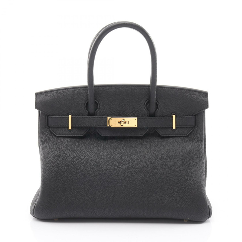 愛馬仕 Birkin 30 手提包，Togo 皮革，黑色，二手，女士，金色五金 B-0