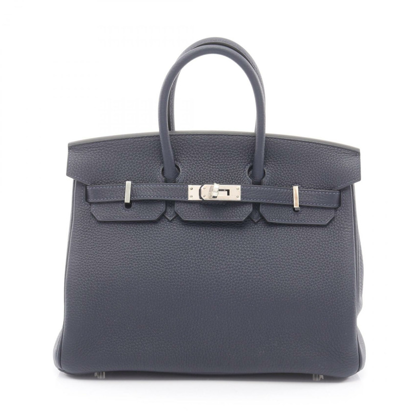 愛馬仕 Birkin 25 手提包，Togo 皮革，海軍藍，二手，女士，帶五金配件-0