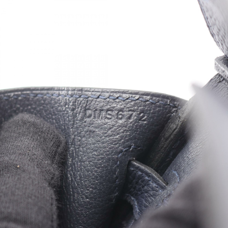 愛馬仕 Birkin 25 手提包，Togo 皮革，海軍藍，二手，女士，帶五金配件-4