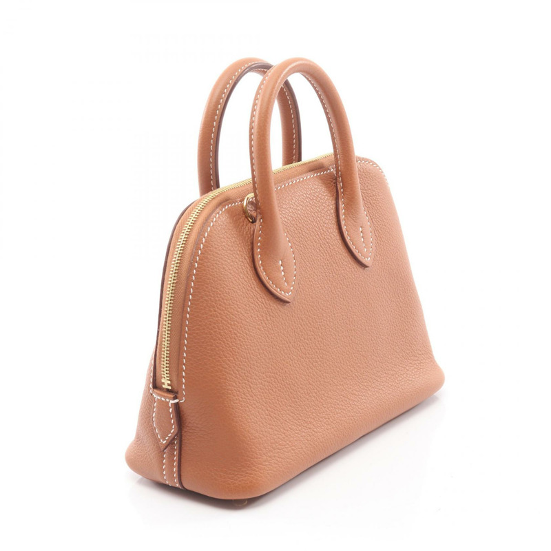 愛馬仕 Bolide1923 迷你肩背包 Evercolor 皮革 棕色 金色 二手 GHW Z-1