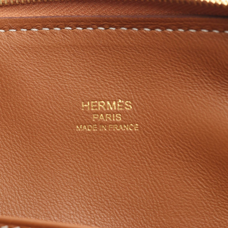 愛馬仕 Bolide1923 迷你肩背包 Evercolor 皮革 棕色 金色 二手 GHW Z-3