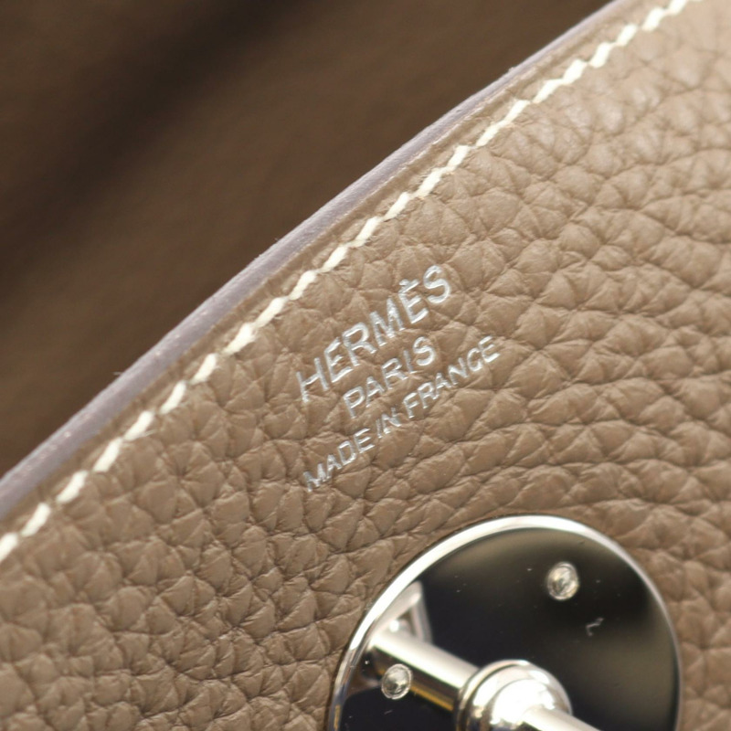 愛馬仕 Lindy 26 肩背包，Clemence 皮革，灰色/灰褐色，銀色五金，二手-3