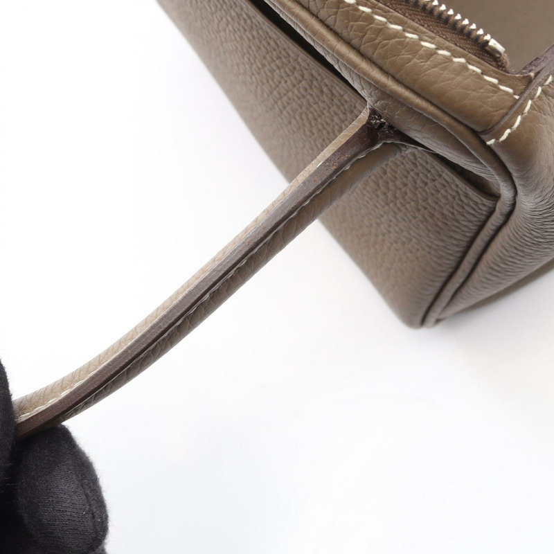 愛馬仕 Lindy 26 肩背包，Clemence 皮革，灰色/灰褐色，銀色五金，二手-6