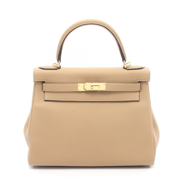 愛馬仕 Kelly 28 肩背包 K Togo 皮革風衣款 二手 女士 金色五金-0