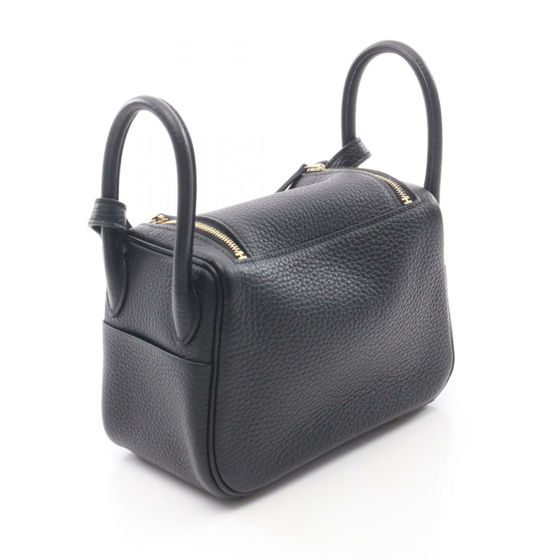 愛馬仕 Lindy 迷你肩斜背包 079086CC 黑色皮革 GHW 二手 B-1