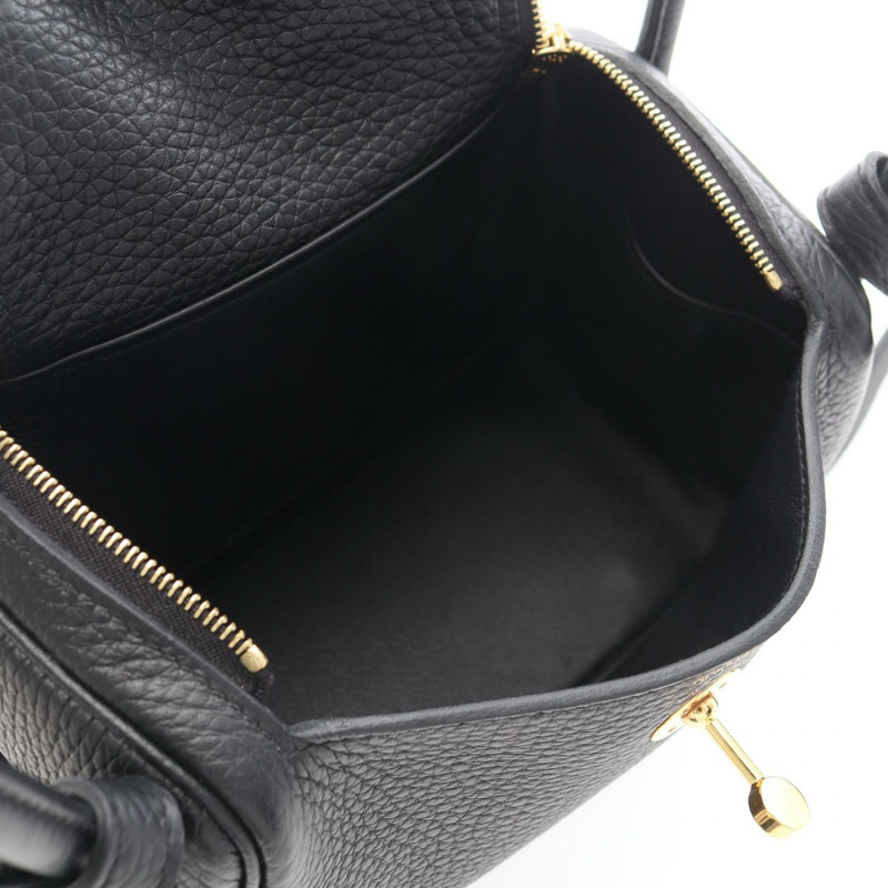 愛馬仕 Lindy 迷你肩斜背包 079086CC 黑色皮革 GHW 二手 B-2