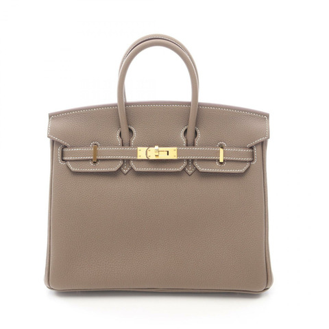 愛馬仕 Birkin 25 手提包，Togo 皮革，灰褐色，金色五金，二手女款