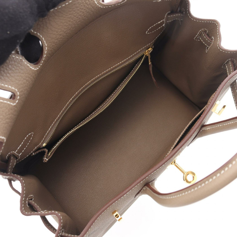 愛馬仕 Birkin 25 手提包，Togo 皮革，灰褐色，金色五金，二手女款-2