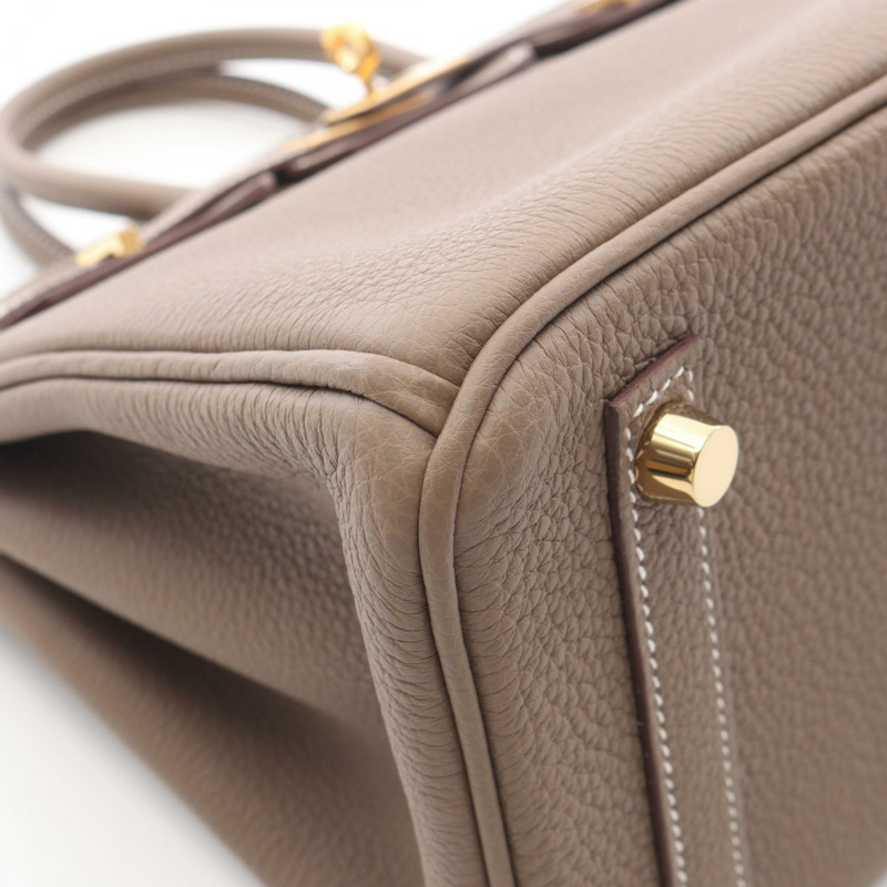愛馬仕 Birkin 25 手提包，Togo 皮革，灰褐色，金色五金，二手女款-6