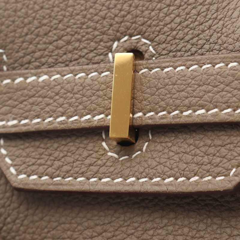 愛馬仕 Birkin 25 手提包，Togo 皮革，灰褐色，金色五金，二手女款-8