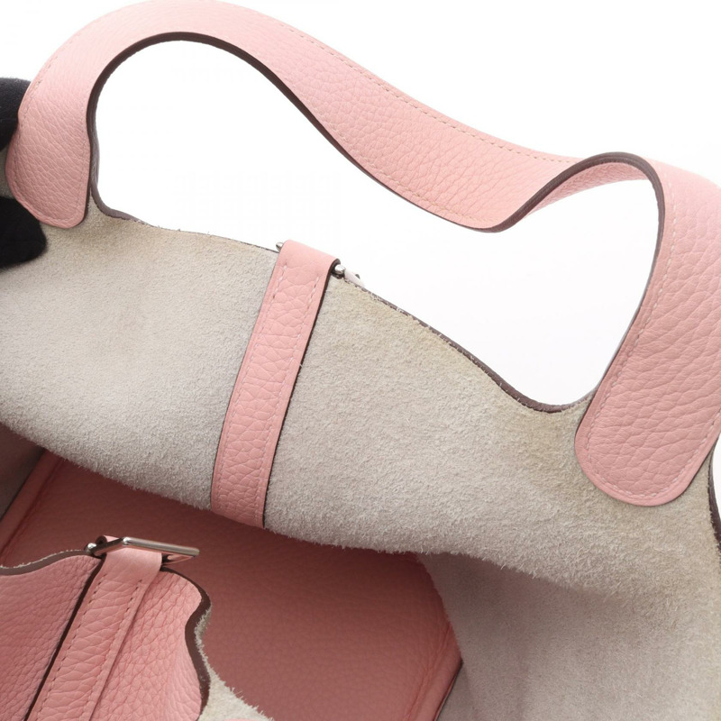 愛馬仕 Picotin Lock MM 手提包，T Clemence 皮革，櫻花粉，銀色五金，二手-9