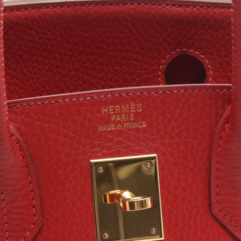 HERMES Birkin 30 手提包 G Ardennes 皮革 皮革 Rouge vif 二手 GHW-3