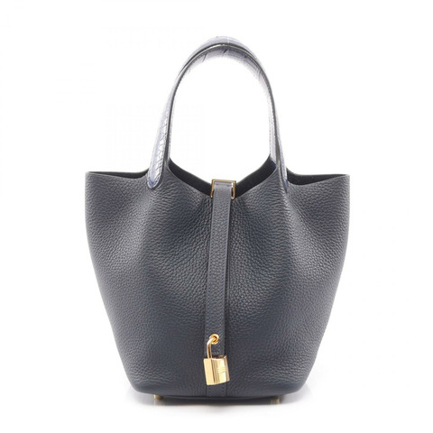 HERMES Picotin Lock Touch PM Blue nuit 藍寶石手袋 Taurillon Clemence Taurillon Clemence / 霧面鱷魚皮 cr