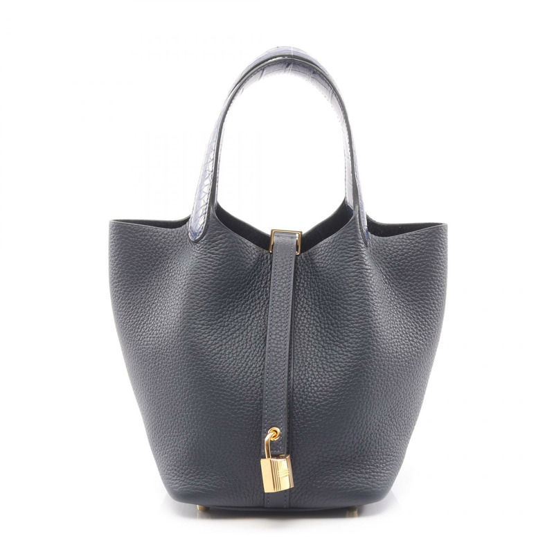 HERMES Picotin Lock Touch PM Blue nuit 藍寶石手袋 Taurillon Clemence Taurillon Clemence / 霧面鱷魚皮 cr-0