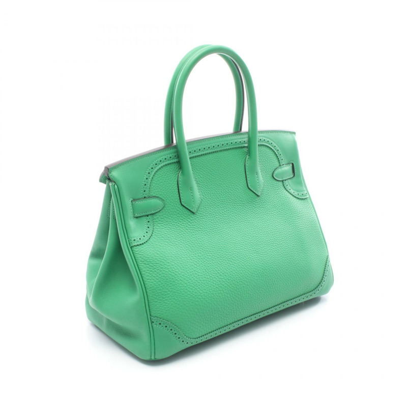 愛馬仕 Birkin 30 Ghillies 手提包，T Togo Swift 皮革，綠色竹節圖案，二手-1