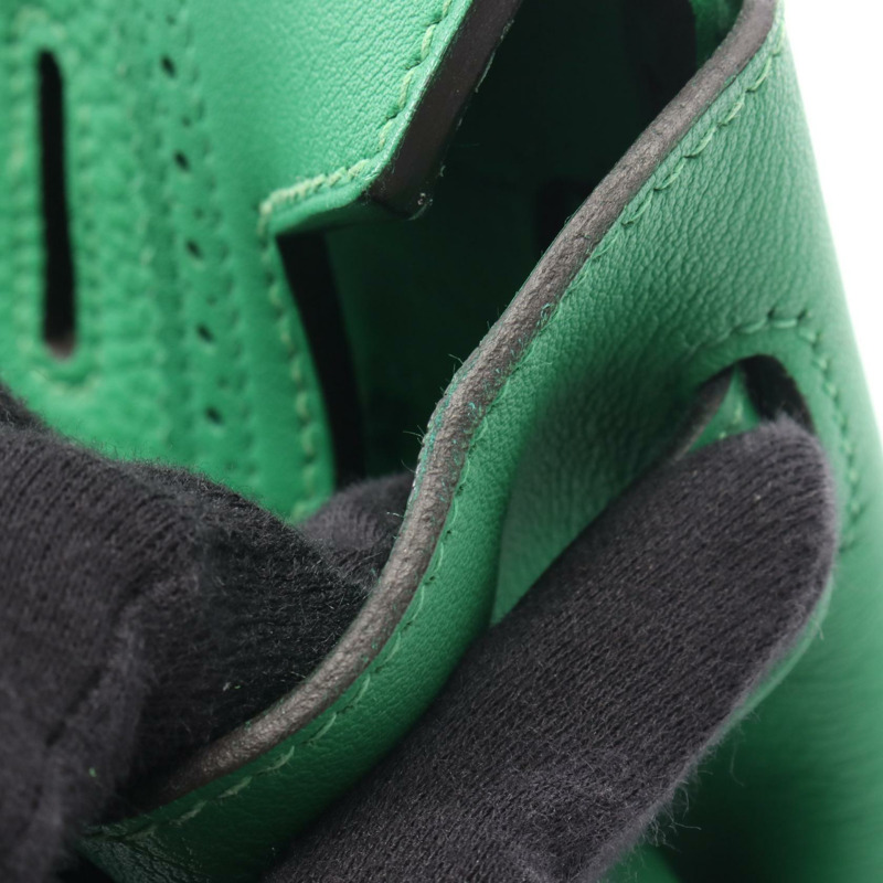 愛馬仕 Birkin 30 Ghillies 手提包，T Togo Swift 皮革，綠色竹節圖案，二手-6