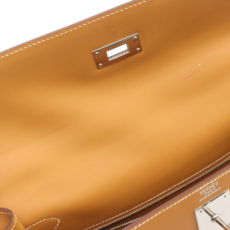 愛馬仕 Kelly 32 單肩手提包，霞慕尼皮革，天然色，二手，女士，帶五金配件-6