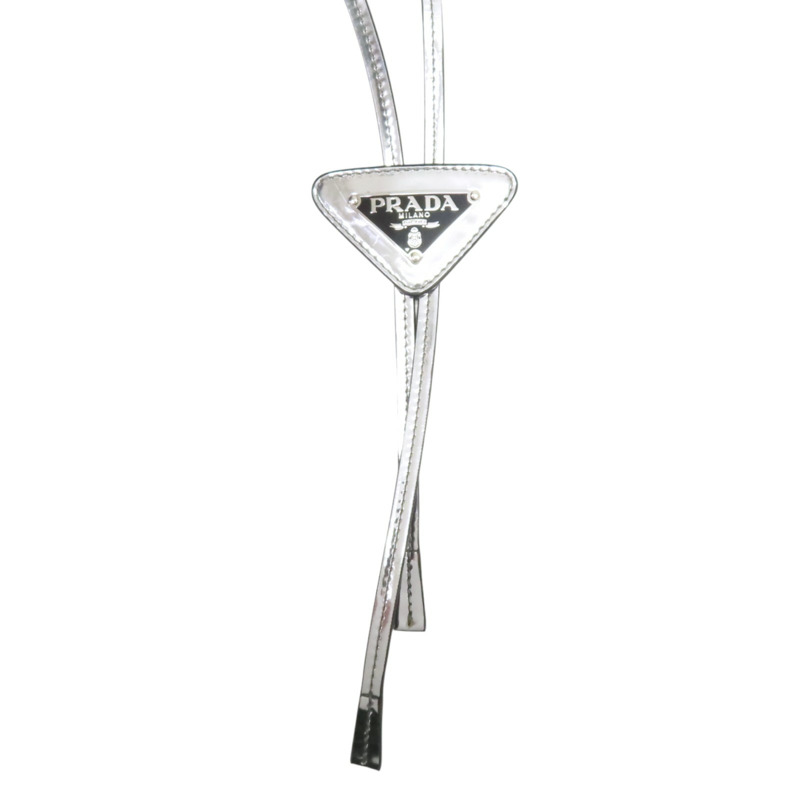 銀色 牛皮 neck holder 項鍊【PRADA 普拉達】 6X900-0