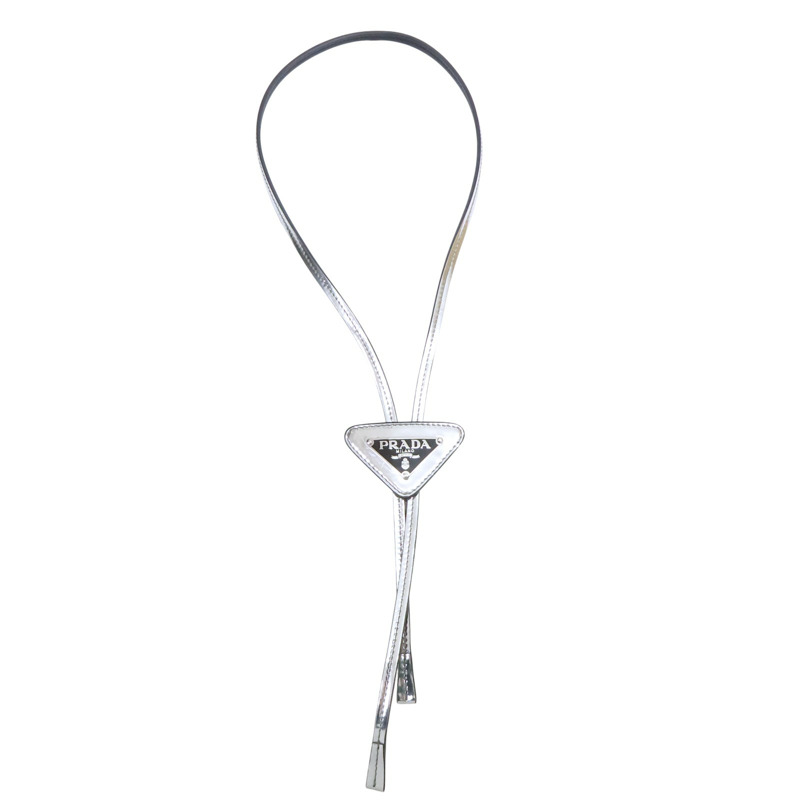 銀色 牛皮 neck holder 項鍊【PRADA 普拉達】 6X900-1