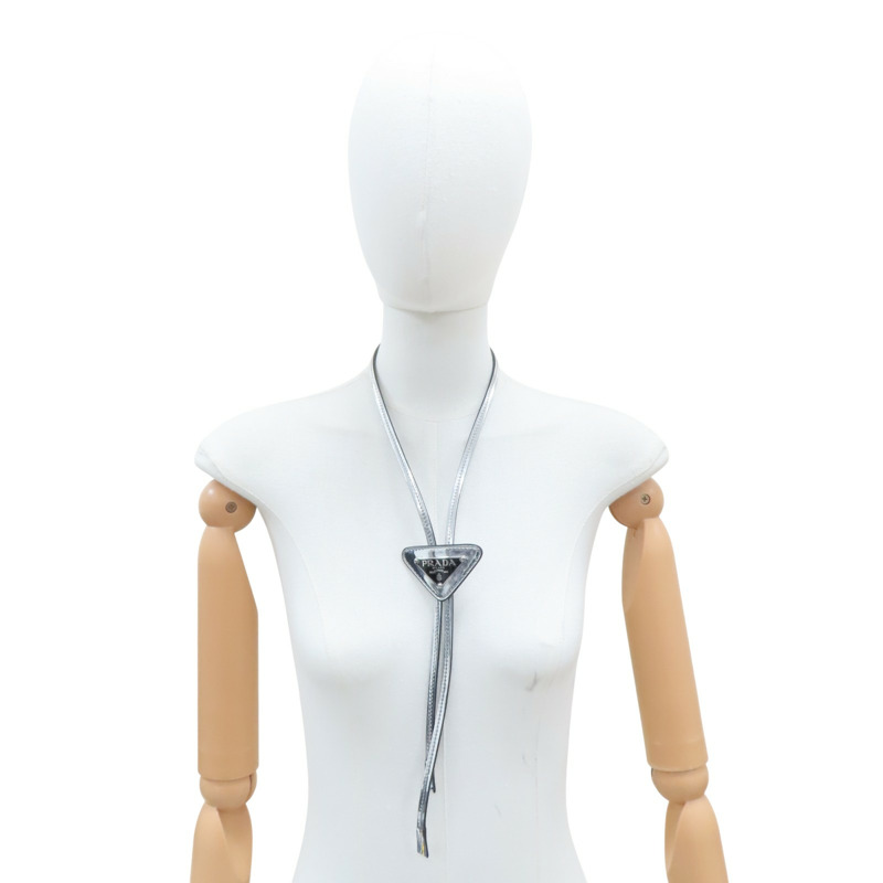 銀色 牛皮 neck holder 項鍊【PRADA 普拉達】 6X900-9