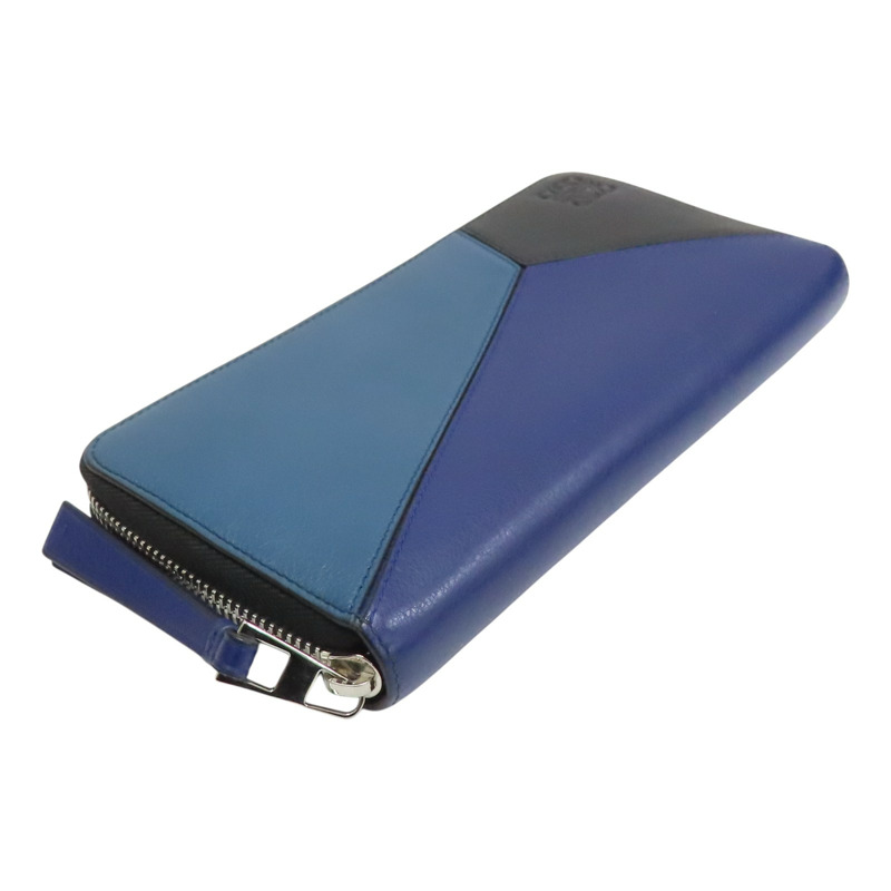 藍色 牛皮 Puzzle  拉鍊長夾【LOEWE 羅威】 261812-2