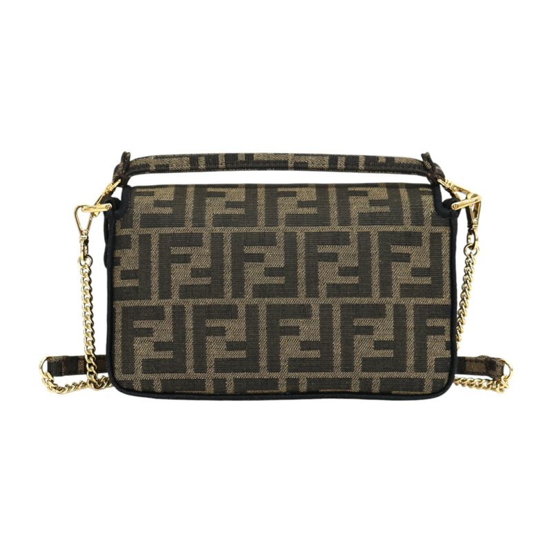 棕色 緹花帆布 Baguette Mini 兩用包【FENDI 芬迪】 8BS017-1