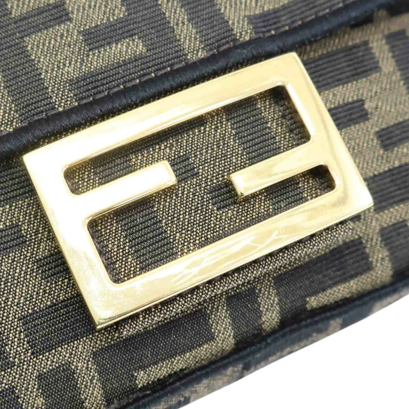 棕色 緹花帆布 Baguette Mini 兩用包【FENDI 芬迪】 8BS017-14
