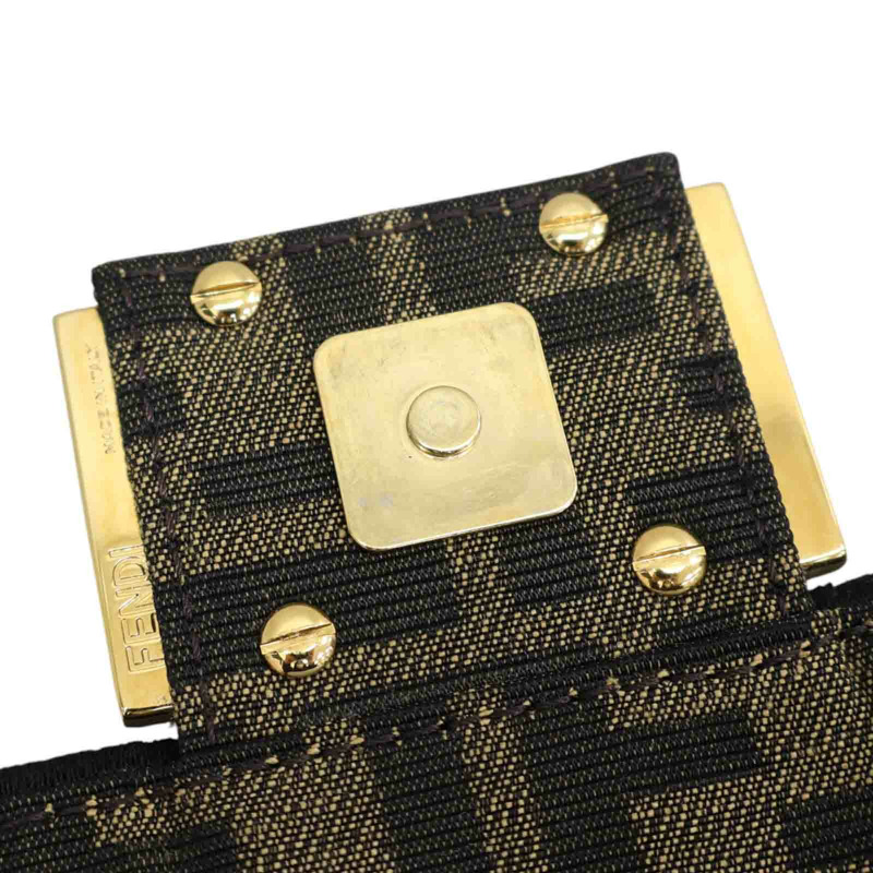 棕色 緹花帆布 Baguette Mini 兩用包【FENDI 芬迪】 8BS017-16