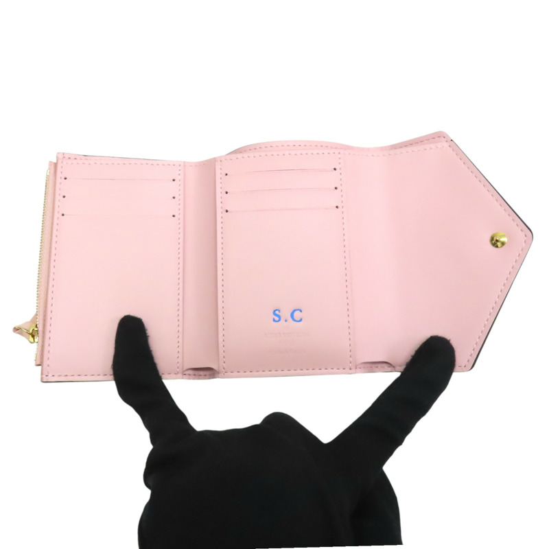 粉色 原花漆皮 三折短夾 刻字 M62728【LOUIS VUITTON LV 路易威登】 M62728-4