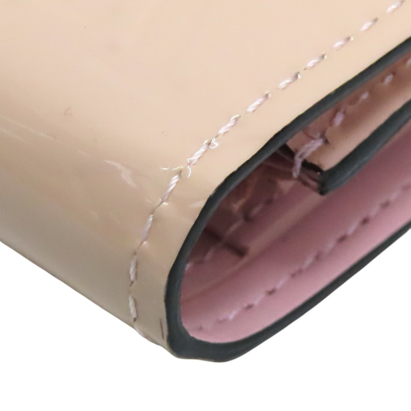 粉色 原花漆皮 三折短夾 刻字 M62728【LOUIS VUITTON LV 路易威登】 M62728-10