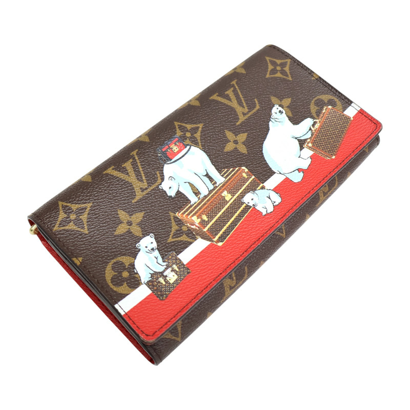 棕色 原花帆布 Portefeuille Sarah 扣式 長夾 M62086【LOUIS VUITTON LV 路易威登】 M62086-2