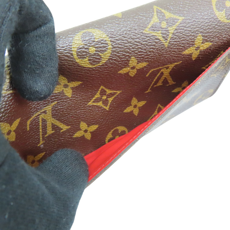 棕色 原花帆布 Portefeuille Sarah 扣式 長夾 M62086【LOUIS VUITTON LV 路易威登】 M62086-8