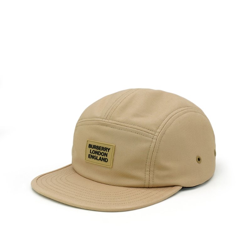 Burberry 品牌Logo棉質斜紋棒球帽#S(8030209-米)-0