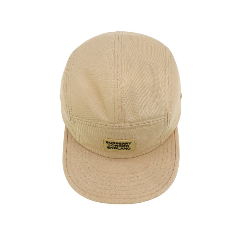 Burberry 品牌Logo棉質斜紋棒球帽#S(8030209-米)-4