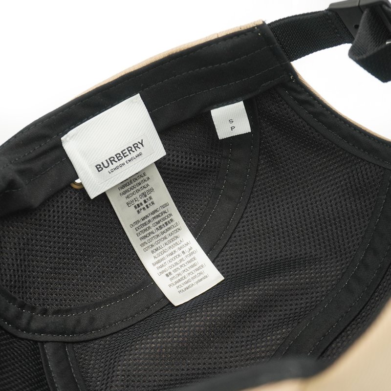 Burberry 品牌Logo棉質斜紋棒球帽#S(8030209-米)-5