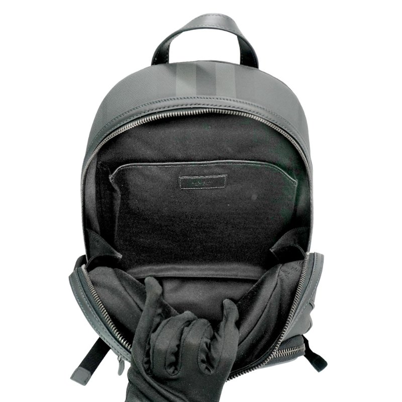 Burberry 經典格紋帆布後背包(80656301-炭灰)-4