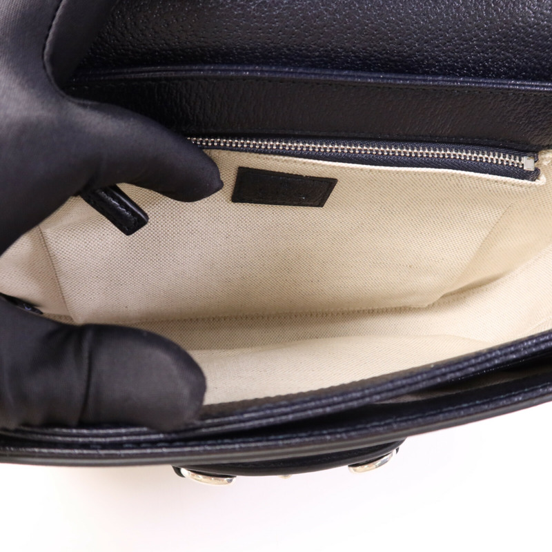 GUCCI 塗層帆布Horsebit 1955 MM銀扣肩背袋-4