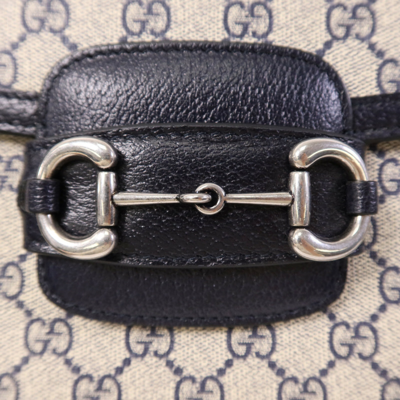 GUCCI 塗層帆布Horsebit 1955 MM銀扣肩背袋-5