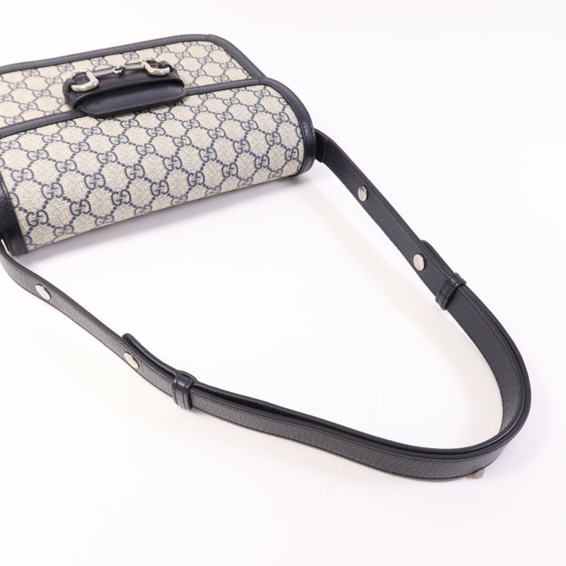 GUCCI 塗層帆布Horsebit 1955 MM銀扣肩背袋-7