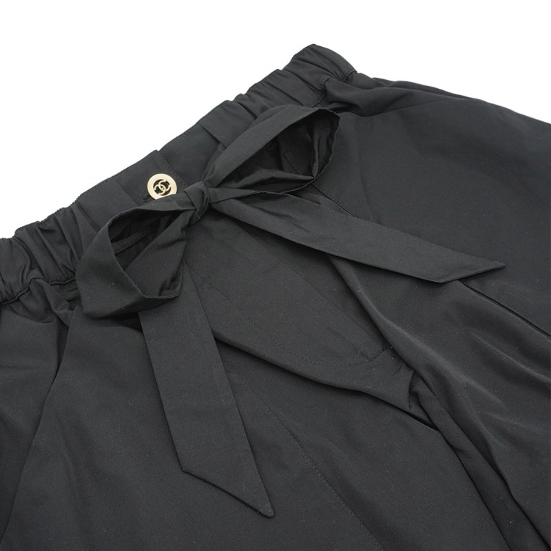 Chanel 雙Clogo黑色綁帶短褲#38-3