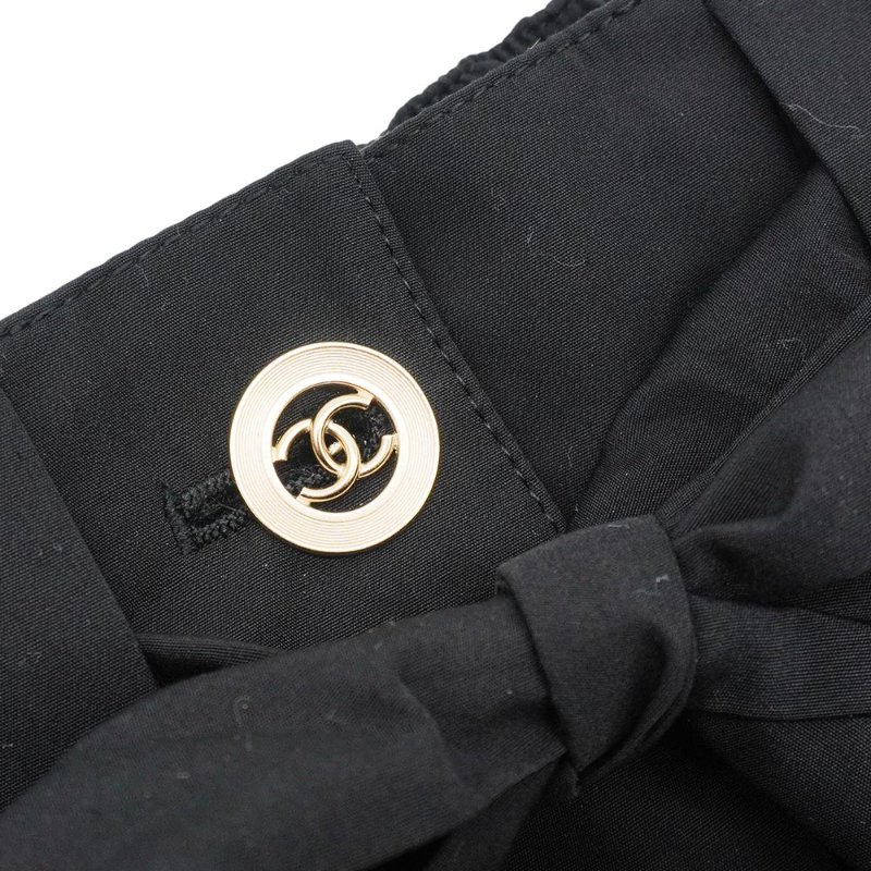 Chanel 雙Clogo黑色綁帶短褲#38-4
