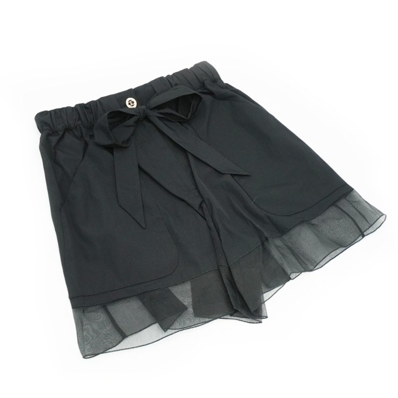 Chanel 雙Clogo黑色綁帶短褲#38-5