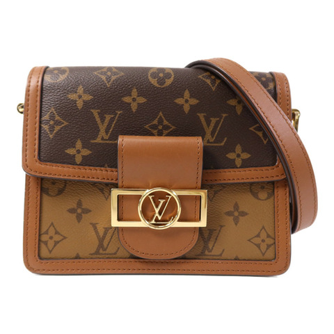 LOUIS VUITTON Monogram Reverse Mini Dauphine 金扣肩背袋